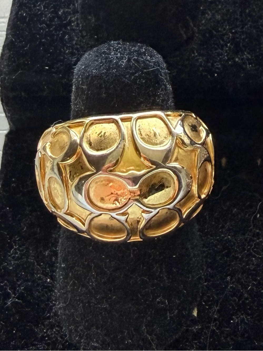 Coach Gold-Tone Signature Cutout Dome Ring